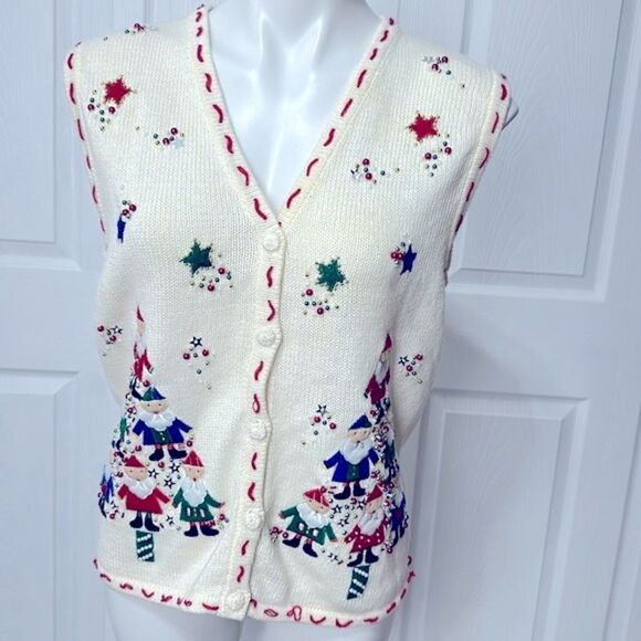 Bobbie Brooks Cotton Blend Christmas Sweater Vest Size Medium - Picture 1 of 15